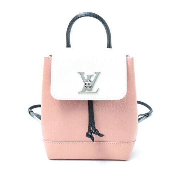 Louis Vuitton Lockme Rose Ballet Noir Pink White Mini Calf Leather Backpack - Picture 1 of 8